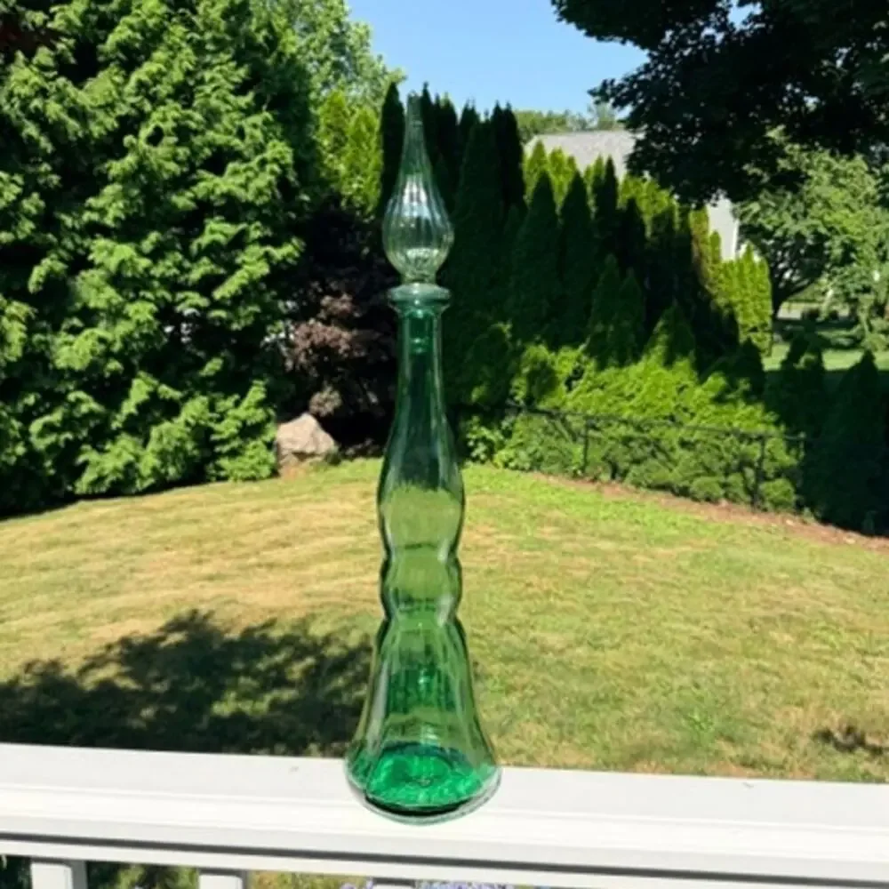 Vintage Empoli Italy Bell Pattern Green Genie Bottle Decanter